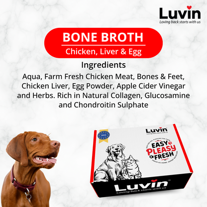 Chicken Bone Broth Wet Food for Dogs & Cats (480ml. Pack of 6x80gm) - InuMeow