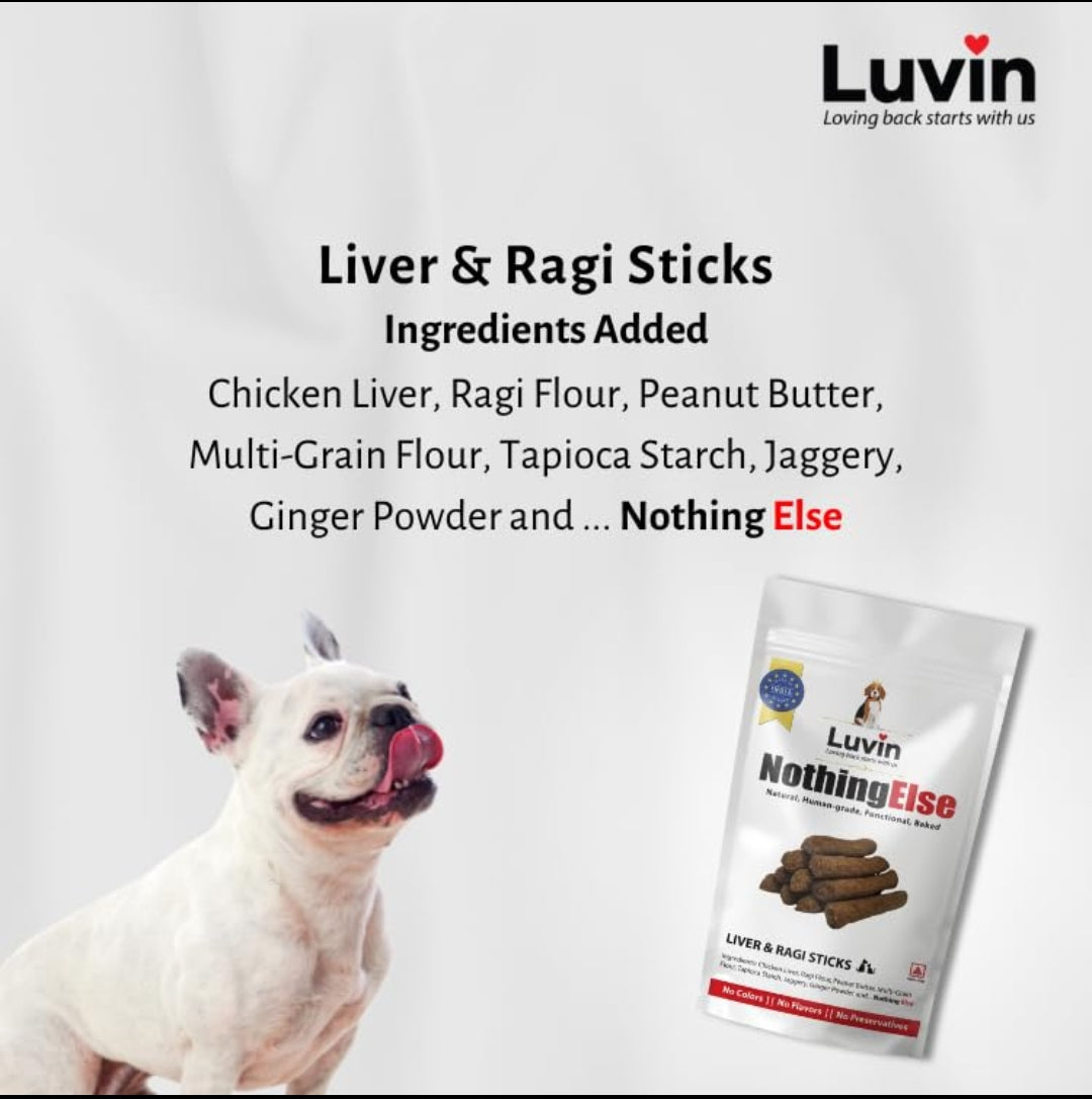 Chicken Liver and Raagi Sticks Treats for Dogs & Cats  (300gm. Pack of 2x150gm) - InuMeow