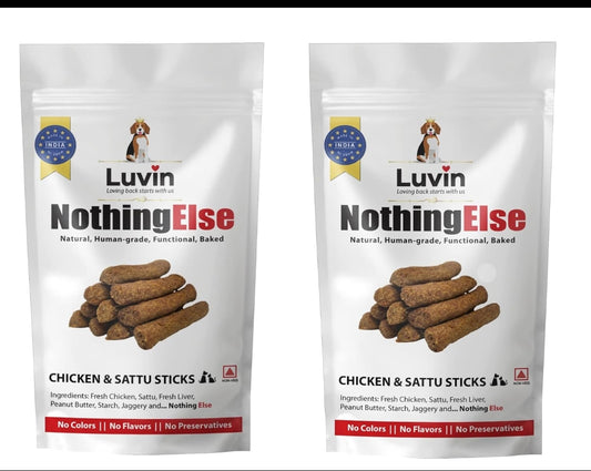 Chicken and Sattu Sticks Treats for Dogs & Cats (300gm. Pack of 2x150gm) - InuMeow