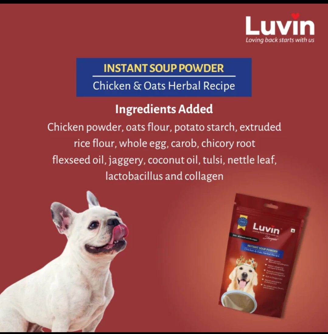 Instant Chicken Flavour Soup Powder for Dogs (240gm Pack of 2x120gm) - InuMeow