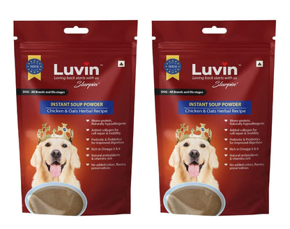 Instant Chicken Flavour Soup Powder for Dogs (240gm Pack of 2x120gm) - InuMeow