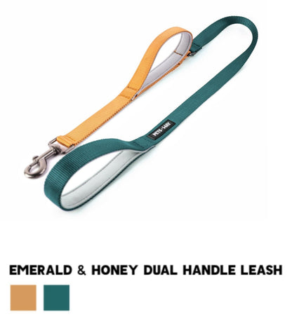 Pet Dog Dual Handle Solid Dual Color Leash Belt Polyester Webbing.