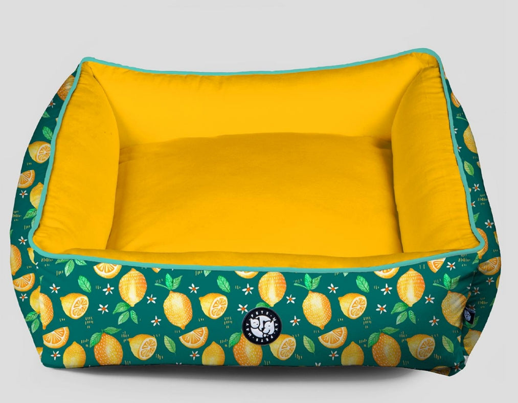 Pet Dog Velvet Printed Bolster Cotton Bed.