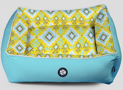 Pet Dog Velvet Printed Bolster Cotton Bed.