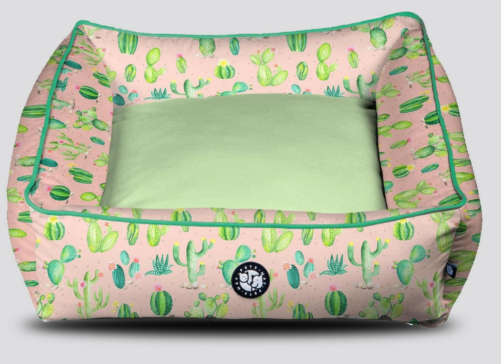 Pet Dog Velvet Printed Bolster Cotton Bed.