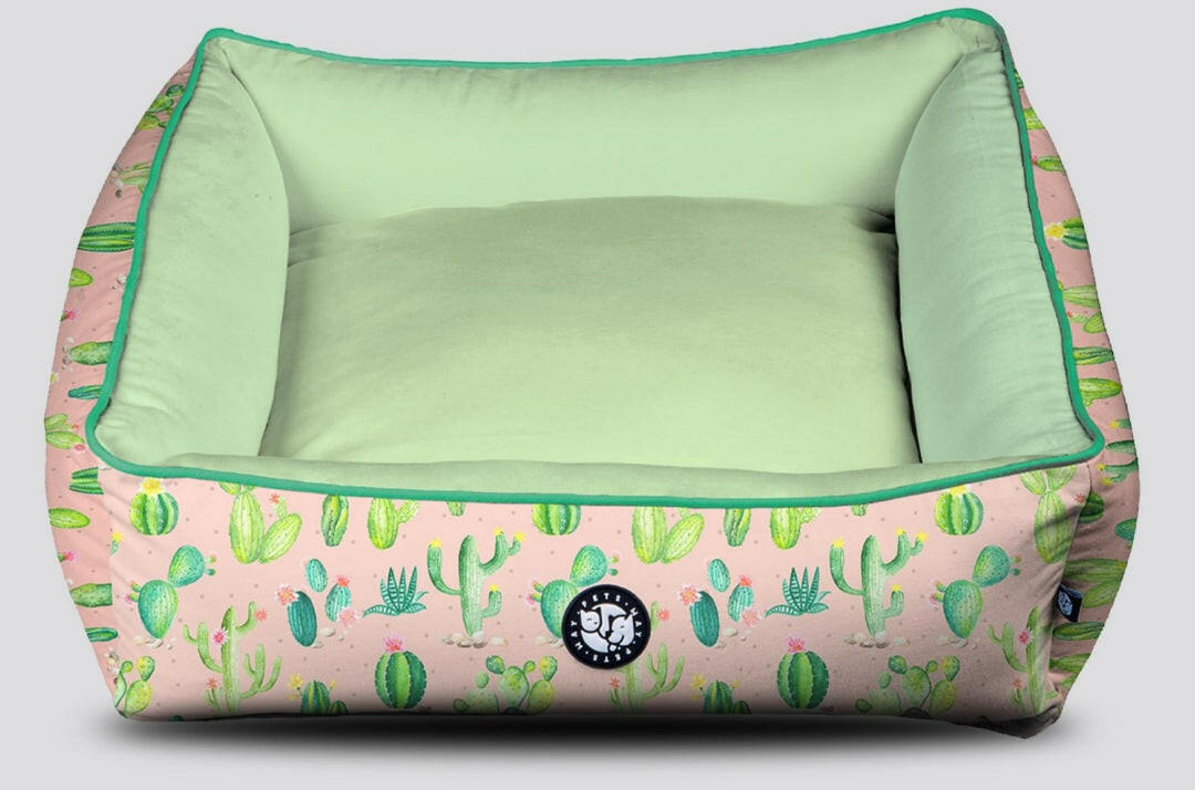 Pet Dog Velvet Printed Bolster Cotton Bed.