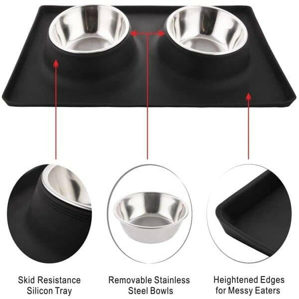 Stainless Steel Silicon Pet Food Bowl for Dogs and Cats food - InuMeow.