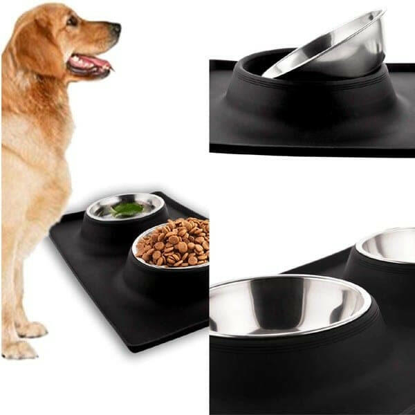 Stainless Steel Silicon Pet Food Bowl for Dogs and Cats food - InuMeow.